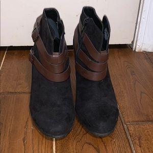 Black with leather wrap booties